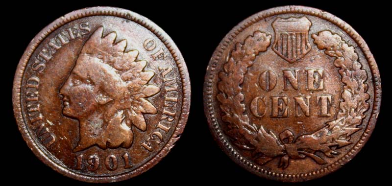 US Indian Head Penny 1901