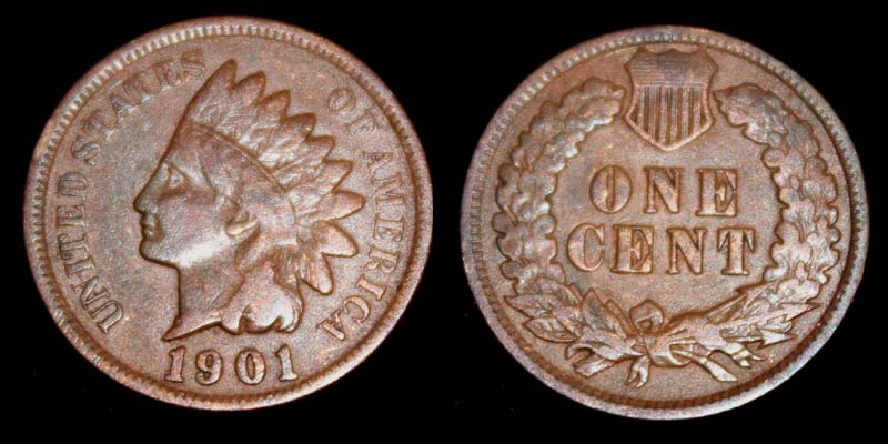 US Indian Head Penny 1901
