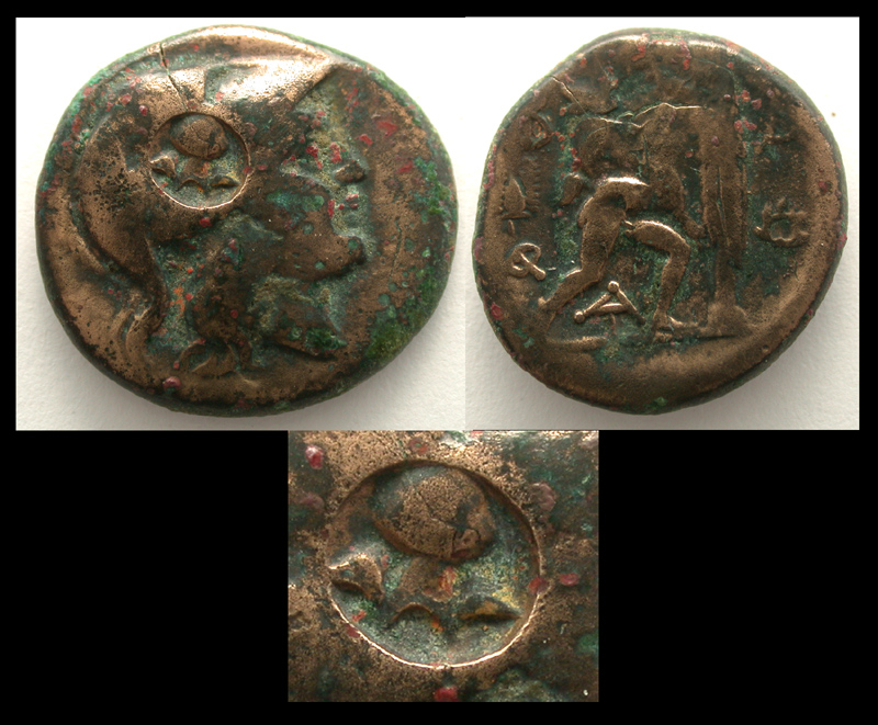 Macedon, King Antigonos Gonatas, Athena with Counter-mark, 277-329 BC