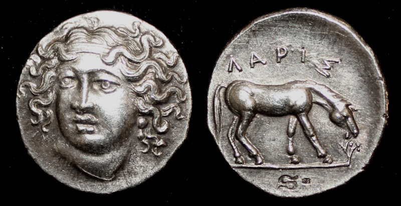 Larissa Drachm Greece 350-325 BC fine silver replica coin Larissa Drachm Greece 350-325 BC fine silver replica coin