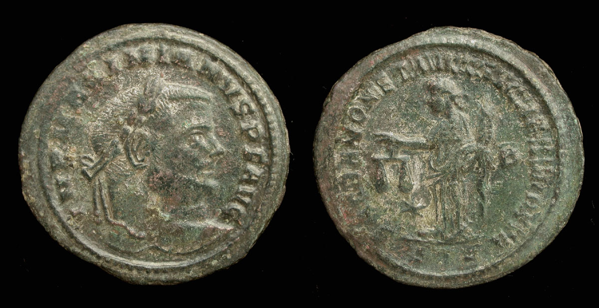 Maximian Hercules, silvered follis, Moneta reverse