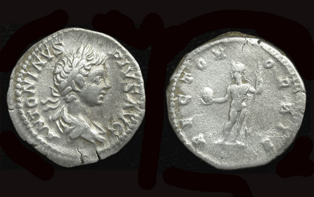 Caracalla, Denarius, Rector Orbis Reverse!, Noble Roman Coins